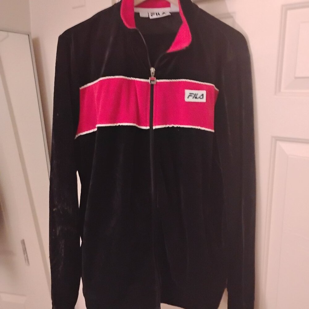 Fila velour tracksuit black and red